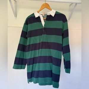 Dolan Green and Navy Rugby Shirt with White Collar